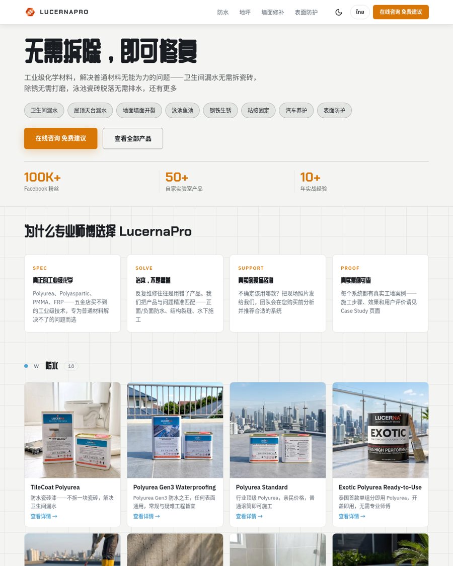 LucernaPro——建筑化工,50 多款产品